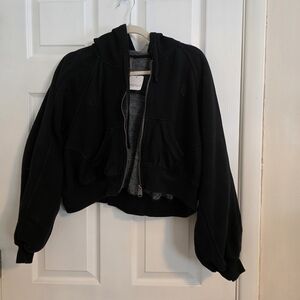 Free People Black Cropped Hoodie